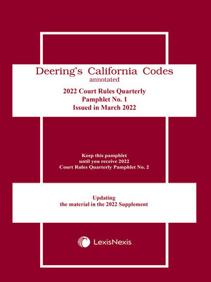 cover image of Deering's California Code Annotated, Rules of Court